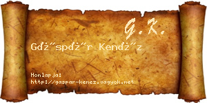 Gáspár Kenéz névjegykártya